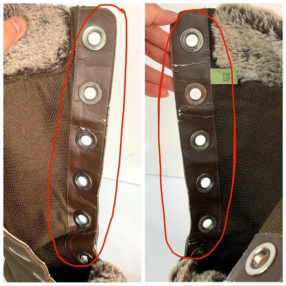 Timberland Mirney Lace Up Tall Boots w/ Faux Fur Tongue Collar Sz 7 Brown Winter - Picture 13 of 15